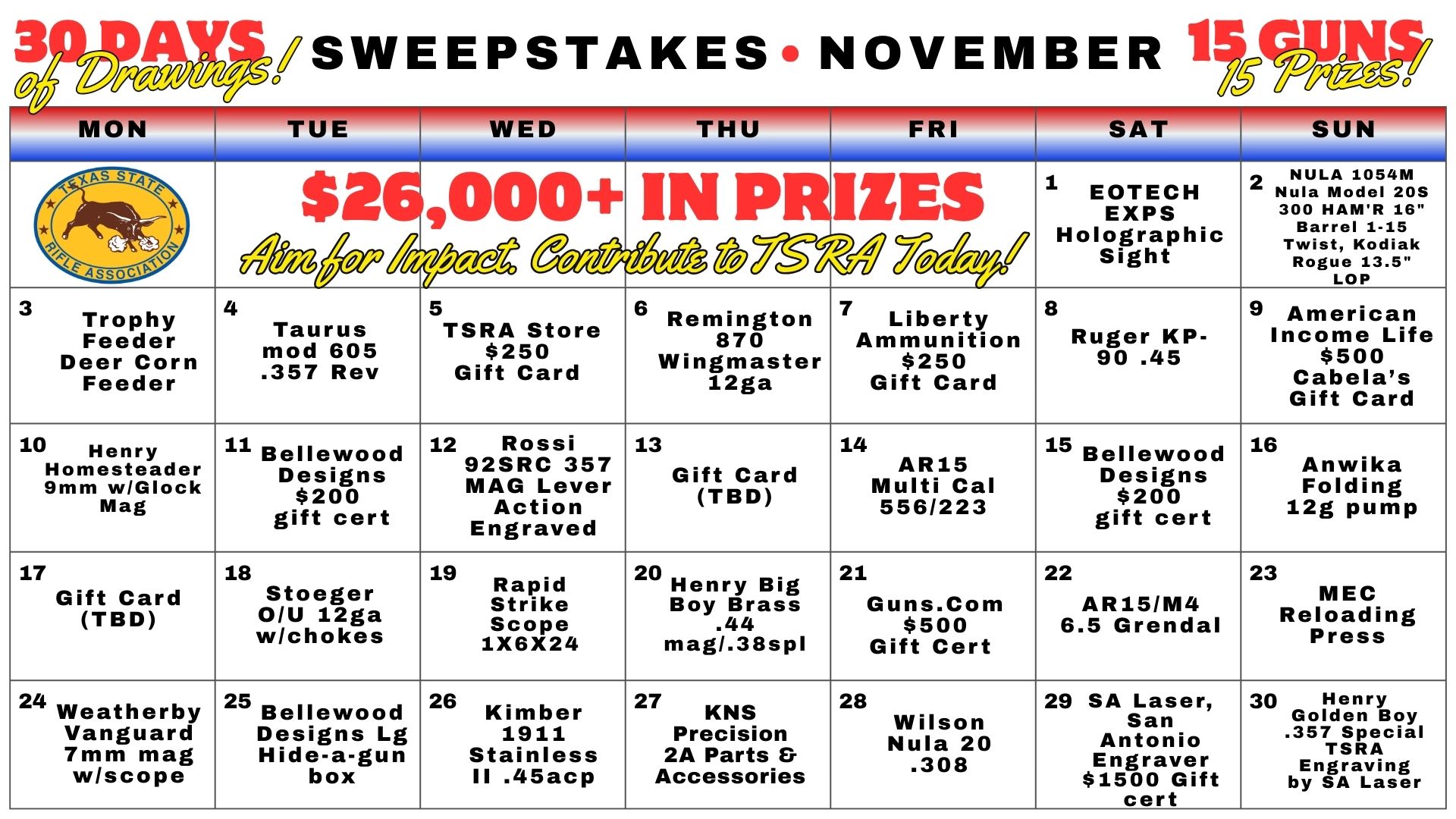Sweepstakes 2025 Calendar